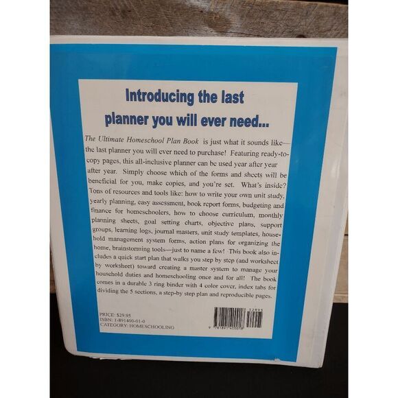 The Ultimate Home School Planner 3 Ring Binder ISBN 1891400010 - Picture 2 of 2